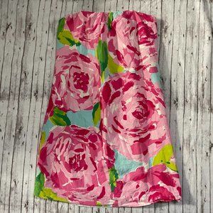 Lilly Pulitzer Keetan First Impressions Strapless Floral Dress Holy Grail Size 2